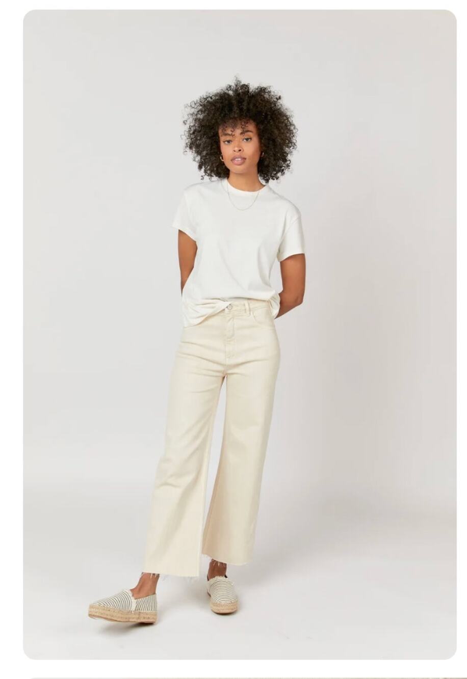 Oliver Logan Aberdeen Wide Leg Crop Jeans in Ecru coastal classic sz 27